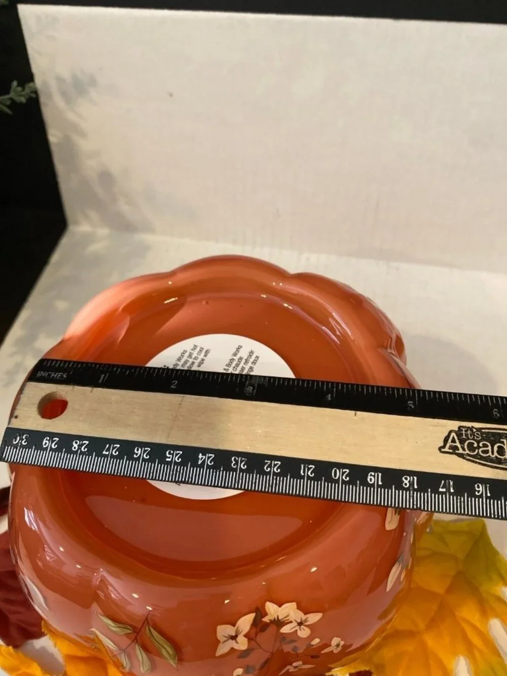 Bath & Body Works Orange Floral Pumpkin 3 Wick Candle Holder Base New NIB Fall